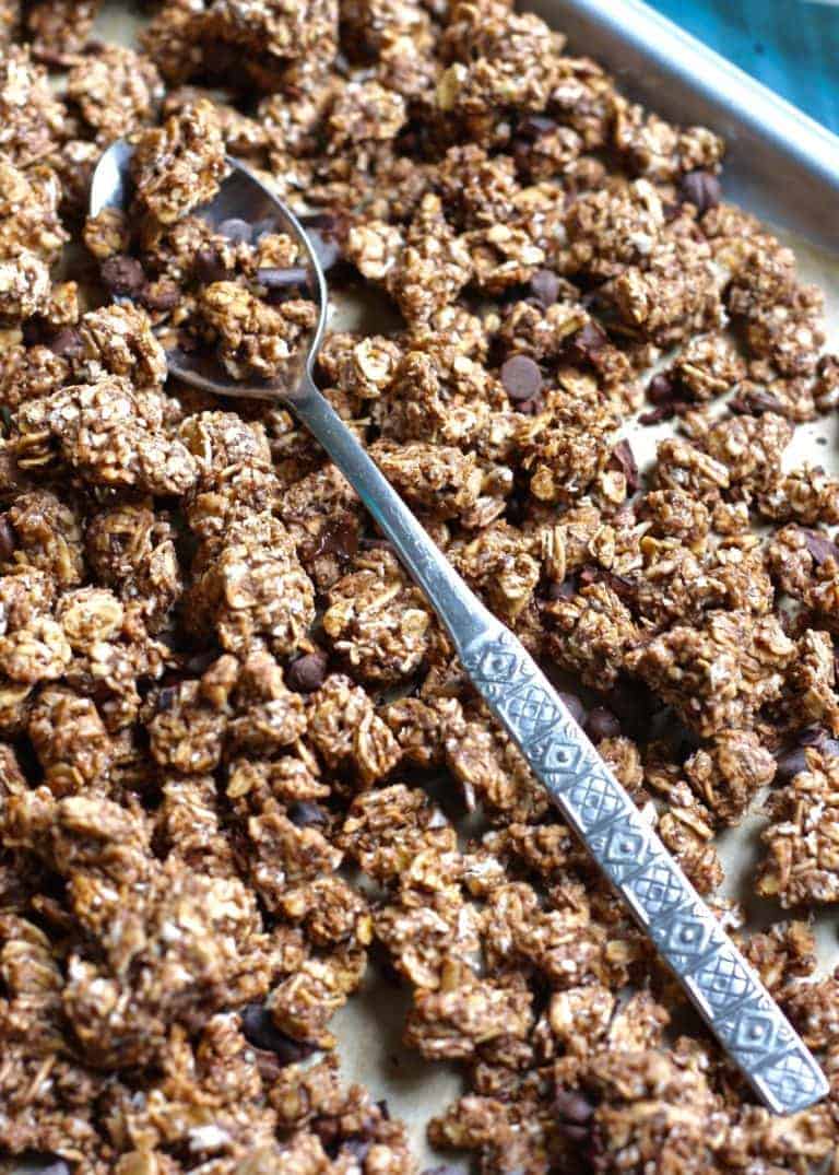 Triple Chocolate Coconut Granola Clusters [with protein] • Fit Mitten