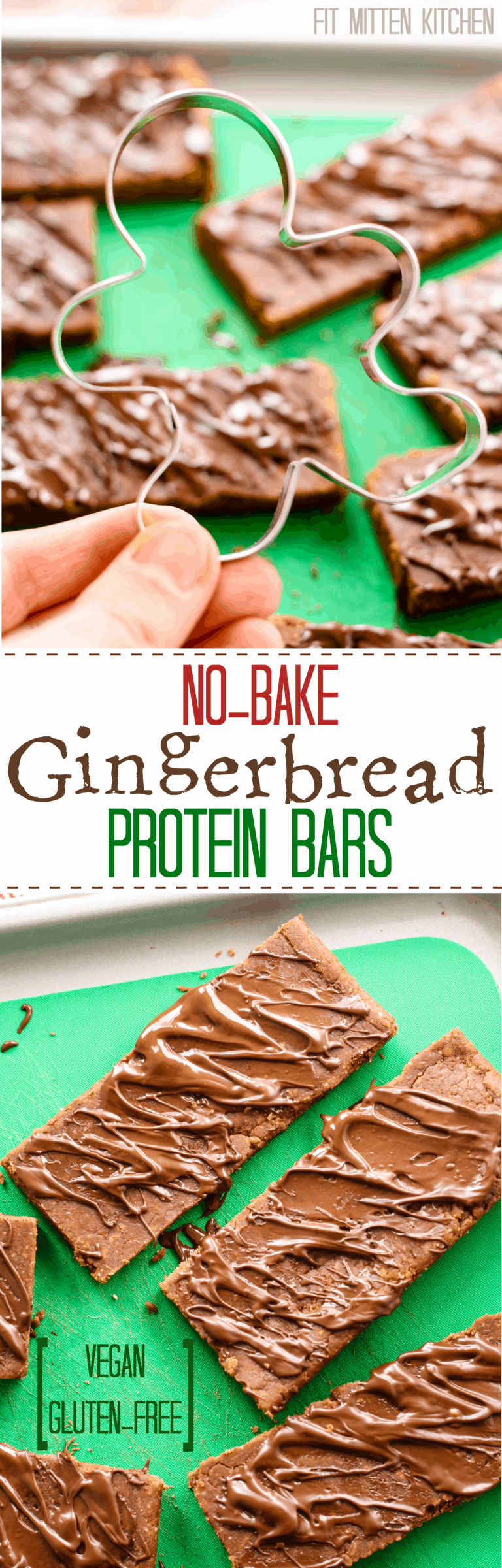 NoBake Gingerbread Protein Bars [vegan, glutenfree] • Fit Mitten Kitchen