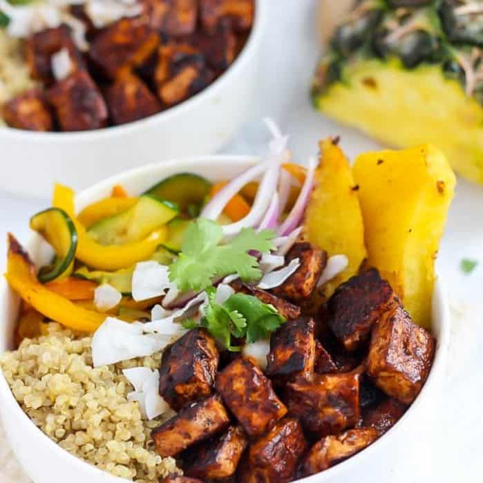 Pineapple BBQ Tofu Bowls • Fit Mitten Kitchen