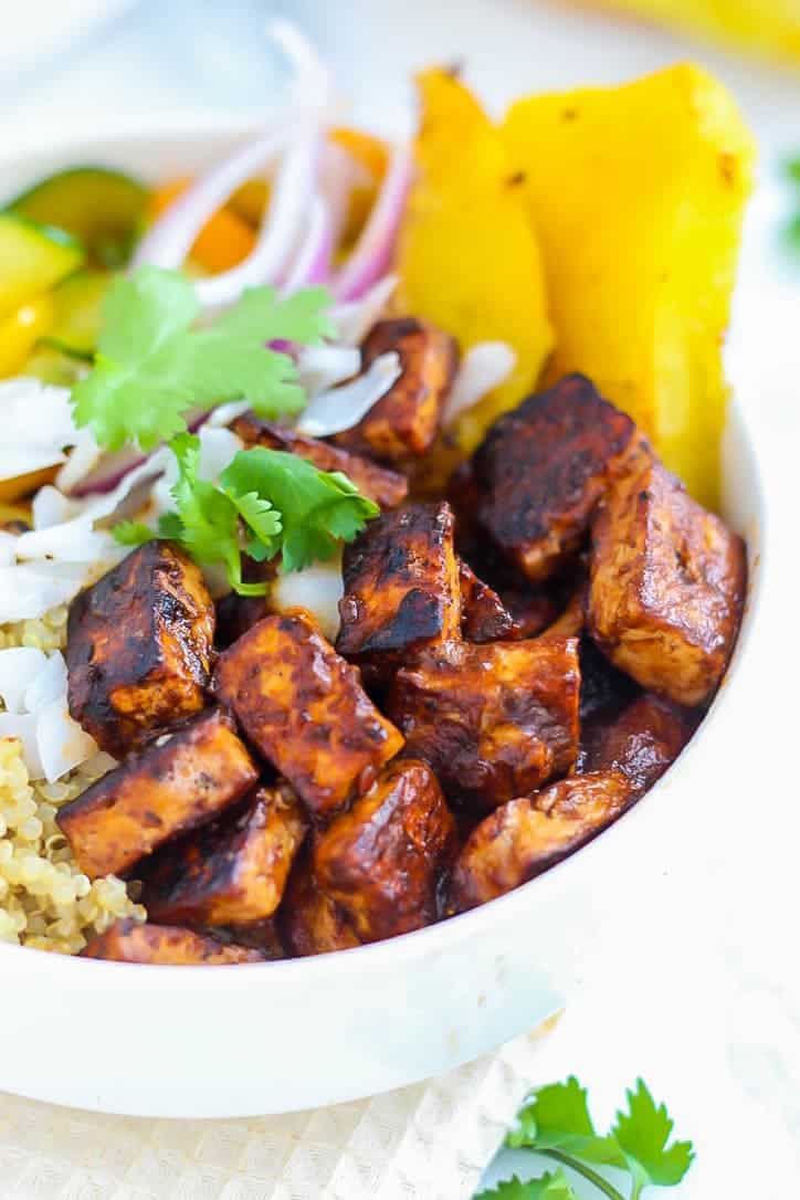 Pineapple BBQ Tofu Bowls • Fit Mitten Kitchen