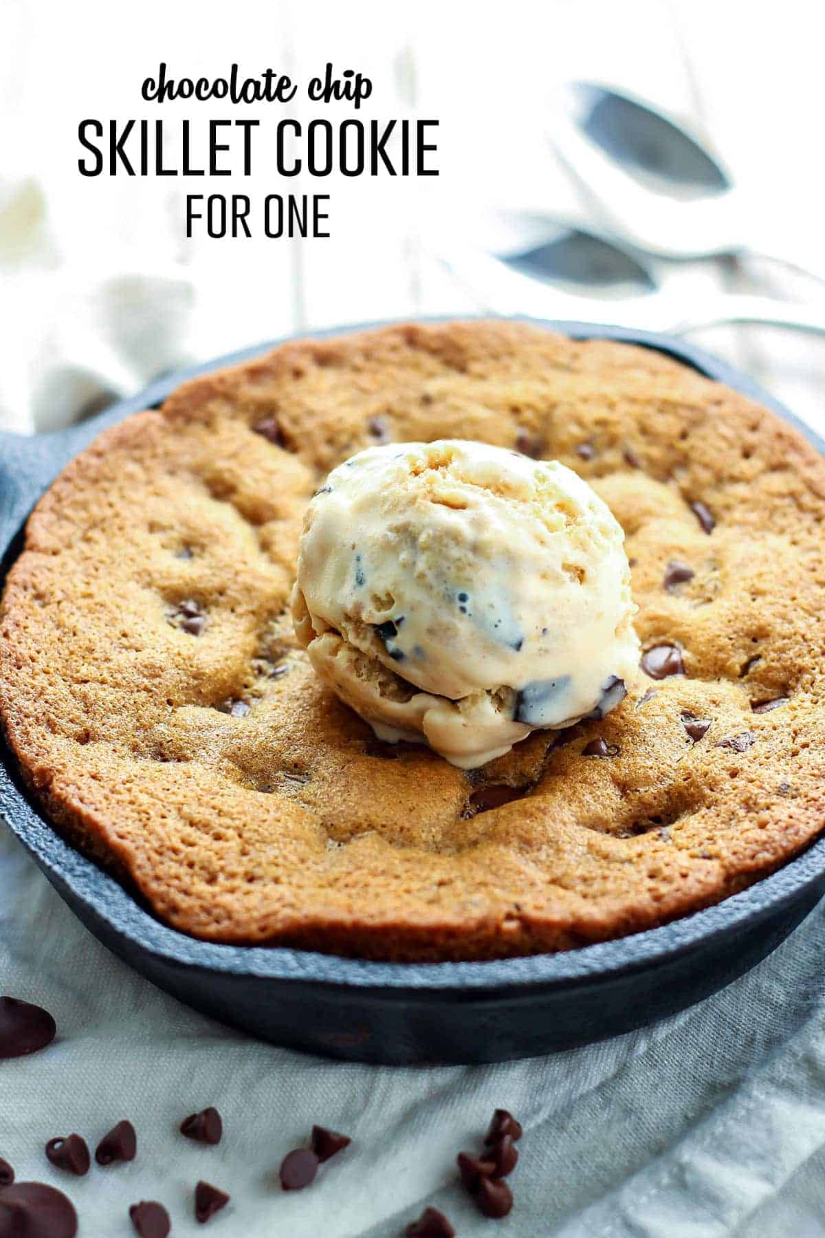 Whole Grain Chocolate Chip Skillet Cookie for one