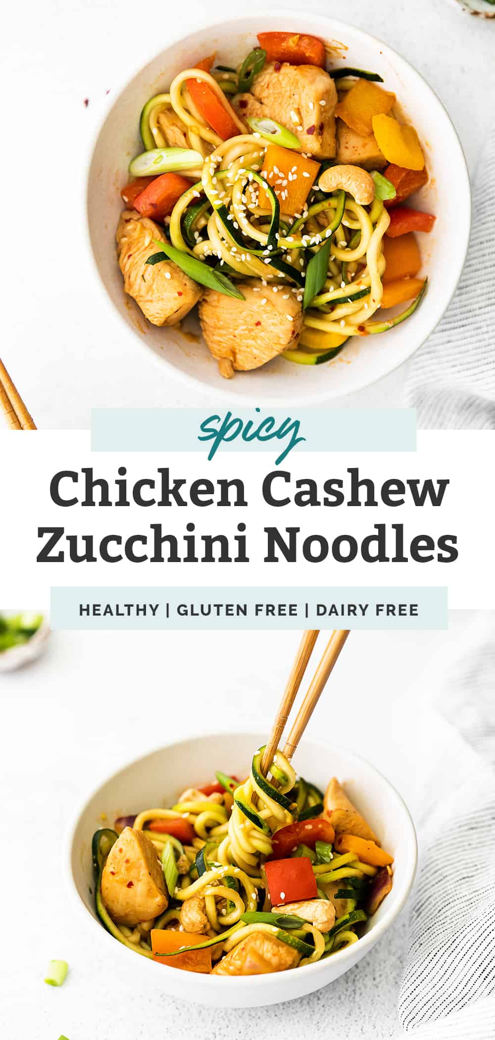 Spicy Cashew Chicken with Zucchini Noodles • Fit Mitten Kitchen