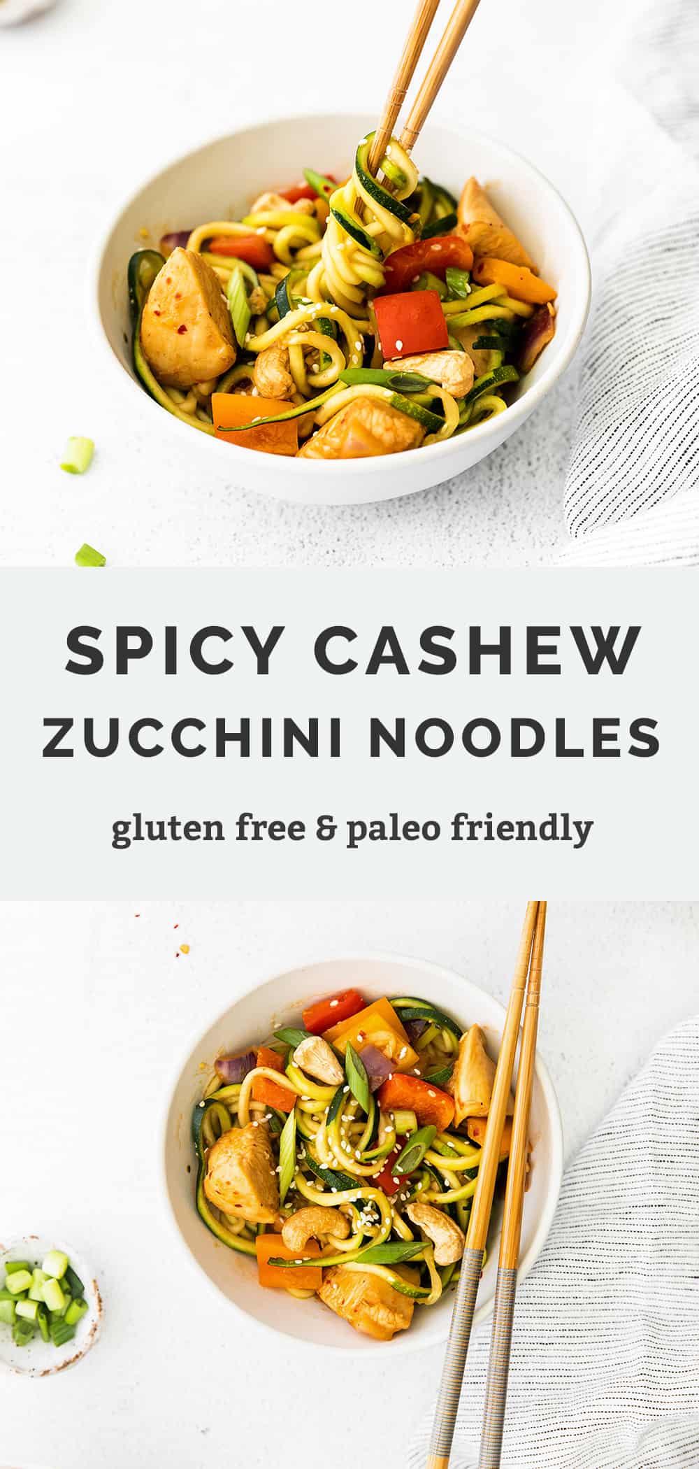 Spicy Cashew Chicken with Zucchini Noodles • Fit Mitten Kitchen