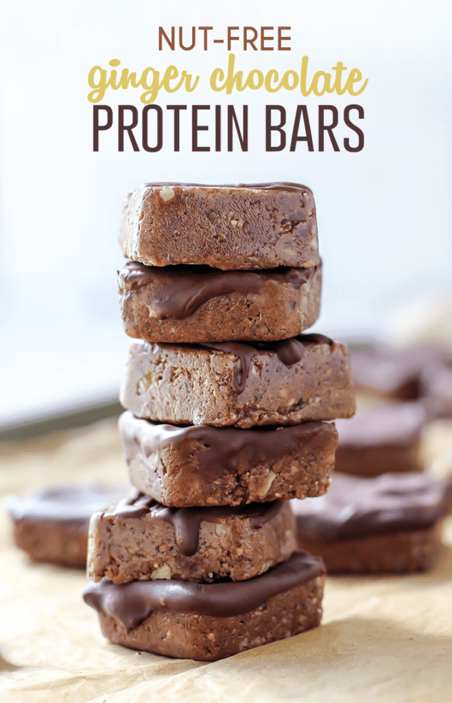 NutFree Ginger Chocolate Protein Bars • Fit Mitten Kitchen