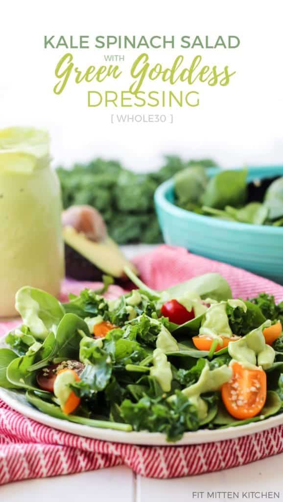 Kale Salad with Green Goddess Dressing {paleo} • Fit Mitten Kitchen