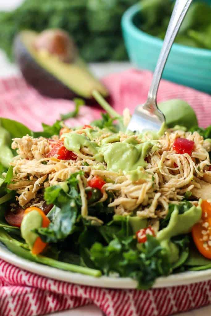 Kale Salad with Green Goddess Dressing {paleo} • Fit Mitten Kitchen