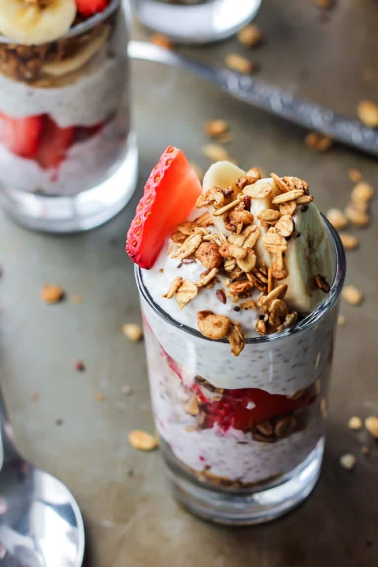 Strawberry Banana Chia Seed Pudding Parfait • Fit Mitten Kitchen