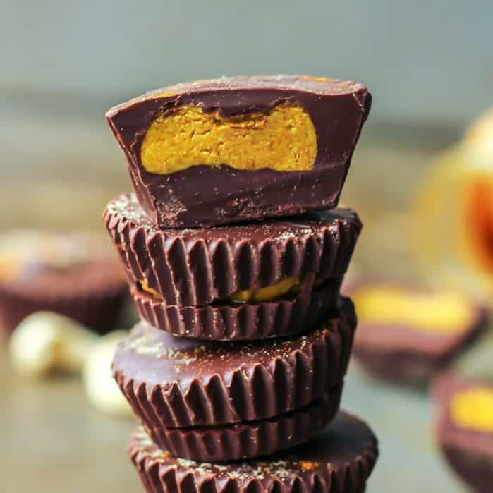 Dark Chocolate "Golden Milk" Cashew Butter Cups • Fit Mitten Kitchen