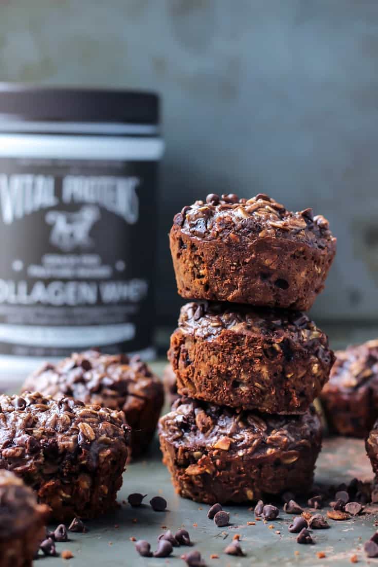Chocolate Peanut Butter Baked Oatmeal Cups with protein • Fit Mitten