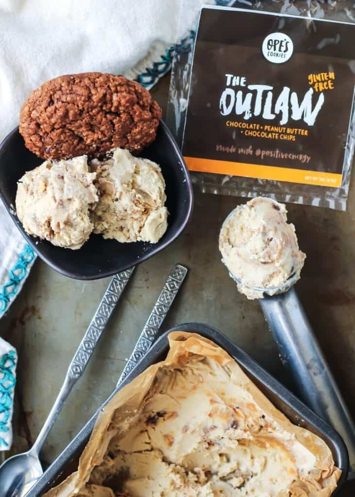 Peanut Butter Swirl Vegan Ice Cream with chocolate cookie crumbles