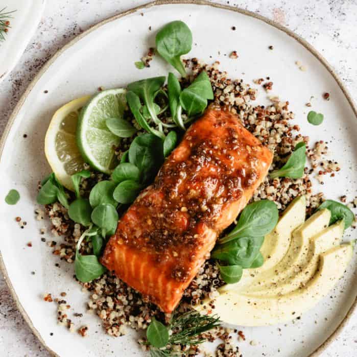 The Best Sweet & Spicy Glazed Salmon {quick & easy} • Fit Mitten Kitchen