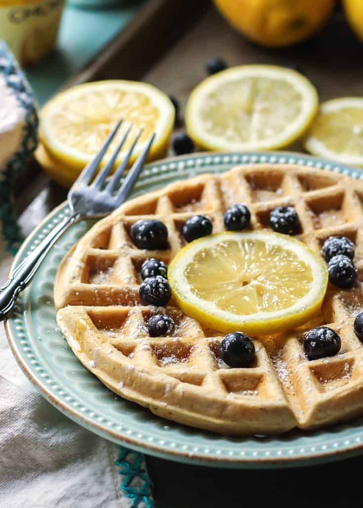 Lemon Greek Yogurt Waffles • Fit Mitten Kitchen