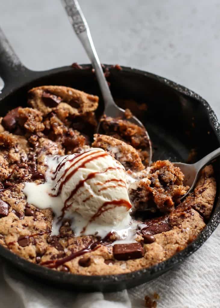 Vegan Paleo Chocolate Chunk Skillet Cookie • Fit Mitten Kitchen