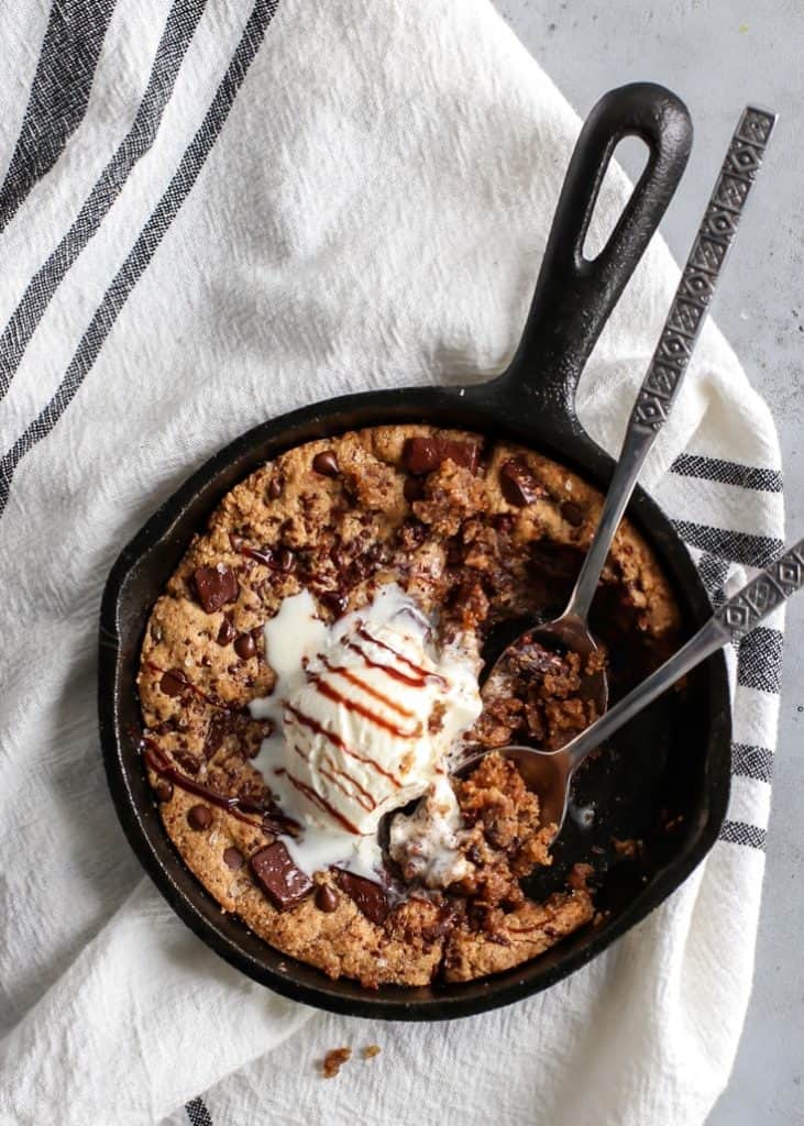 Vegan Paleo Chocolate Chunk Skillet Cookie • Fit Mitten Kitchen
