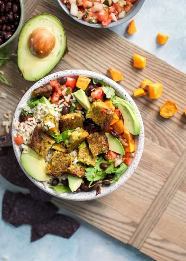 California Veggie Burger Burrito Bowl {vegan} • Fit Mitten Kitchen