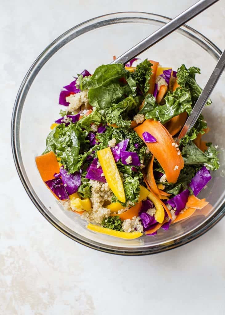 Rainbow Kale Quinoa Salad (vegan, nutfree) • Fit Mitten Kitchen