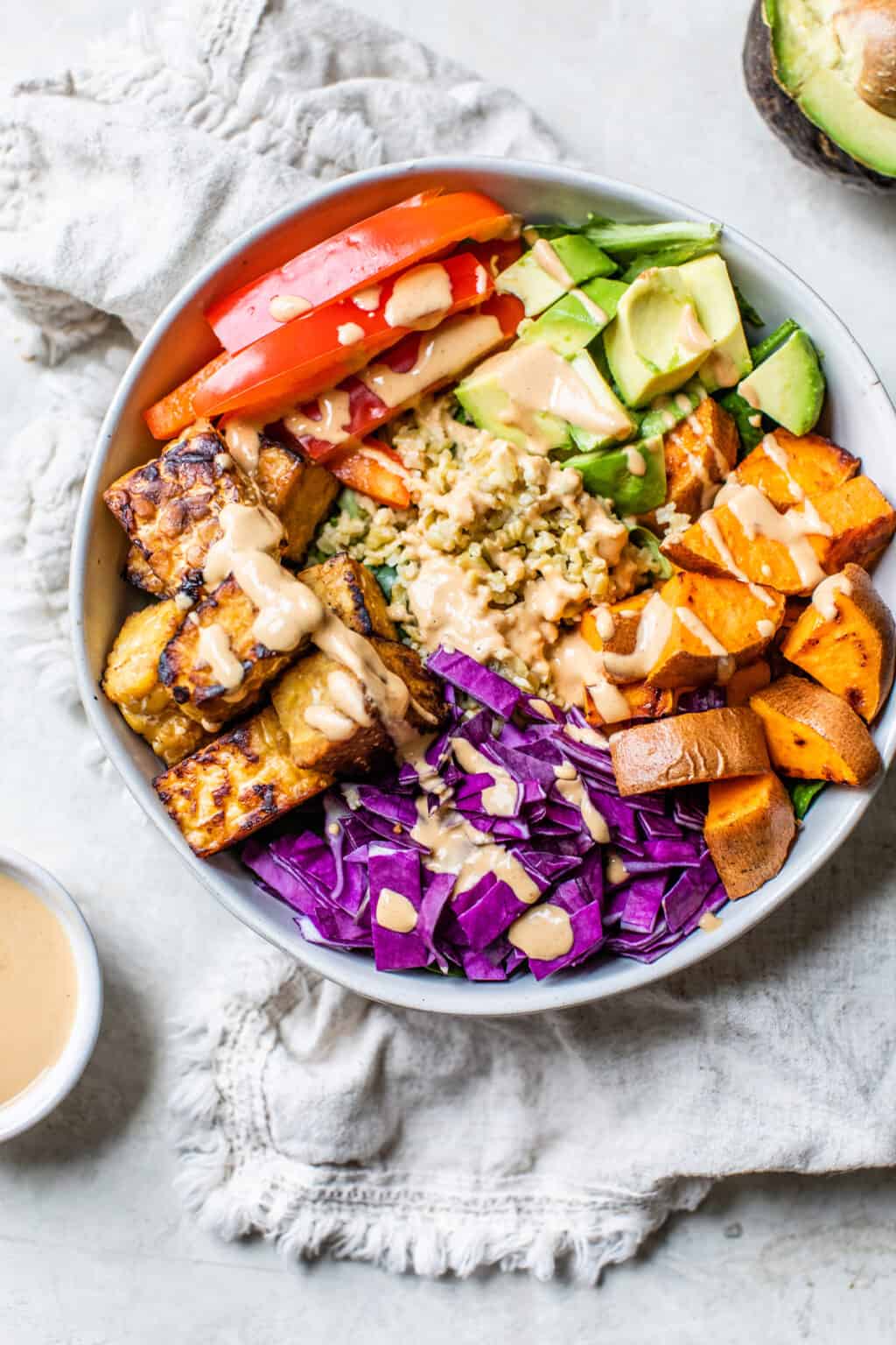Thai Tempeh Nourish Bowl {high protein} • Fit Mitten Kitchen