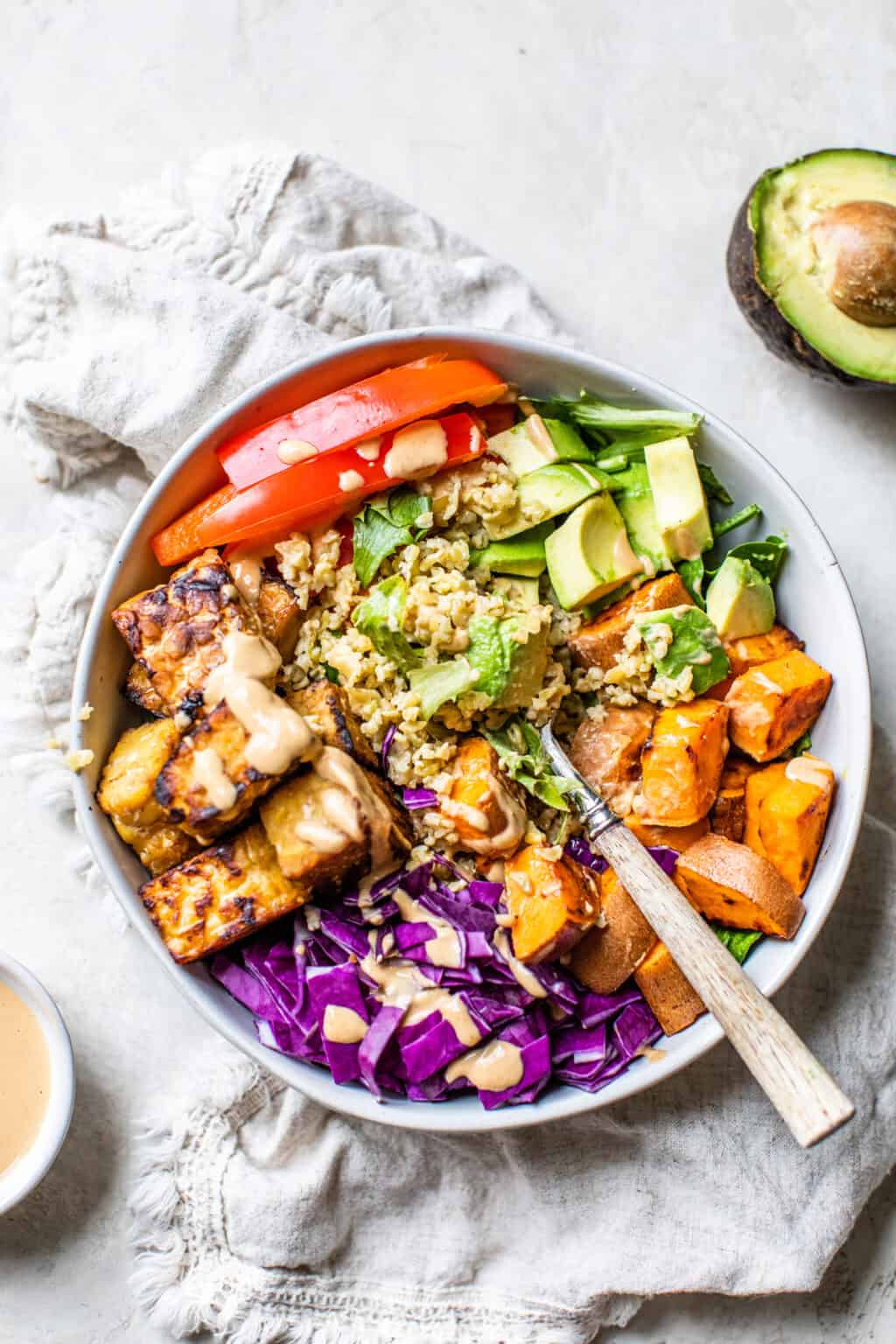 Thai Tempeh Nourish Bowl {high protein} • Fit Mitten Kitchen