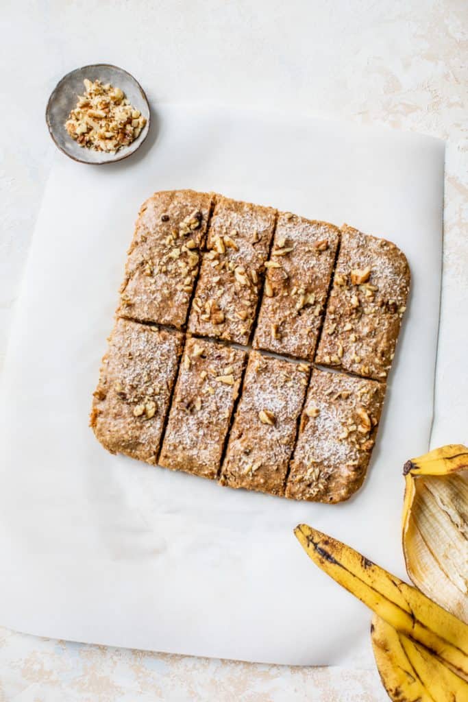 Vegan Baked Banana Protein Bars • Fit Mitten Kitchen