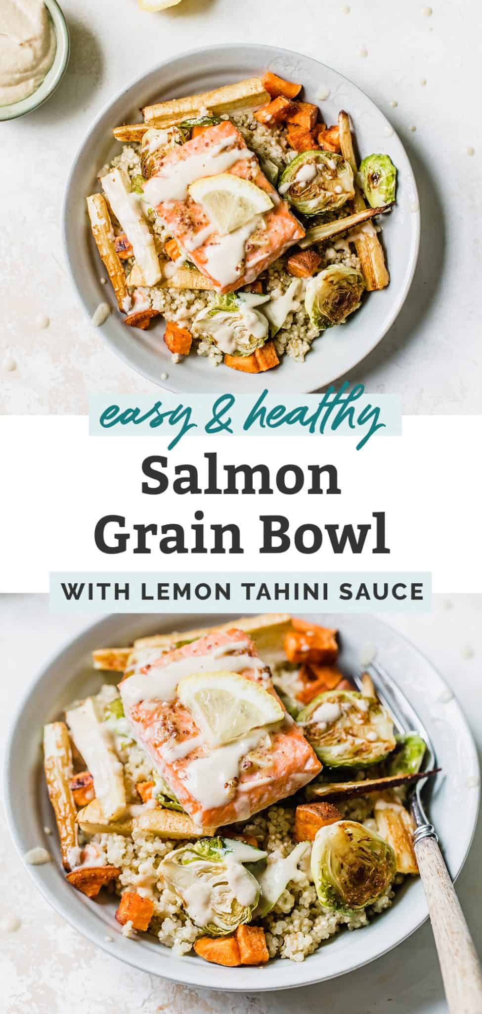 Salmon Grain Bowls {with lemon tahini dressing} • Fit Mitten Kitchen