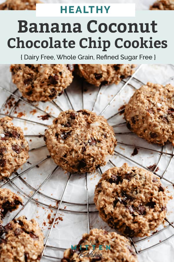 Banana Coconut Dark Chocolate Chip Cookies • Fit Mitten Kitchen