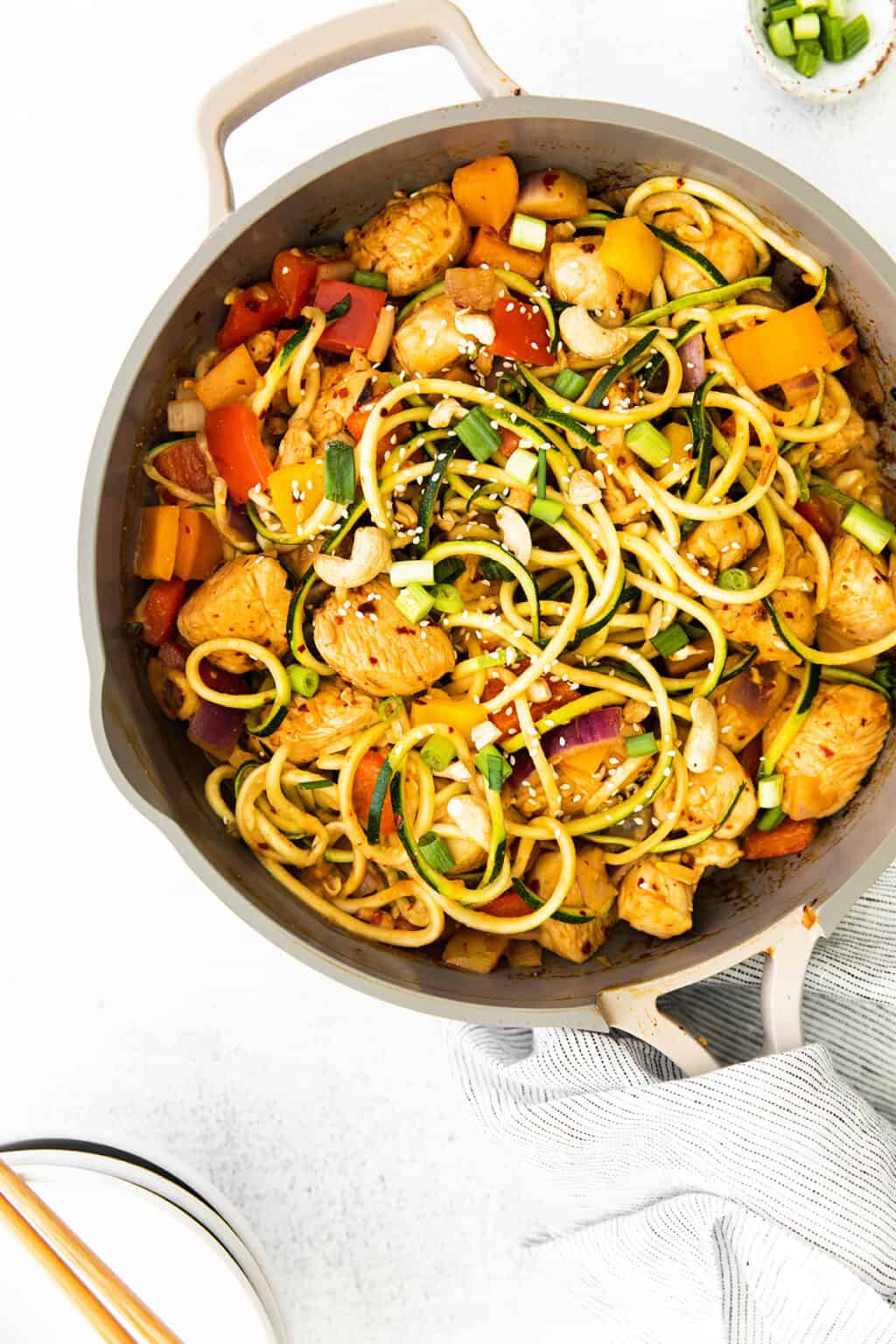Spicy Cashew Chicken with Zucchini Noodles • Fit Mitten Kitchen