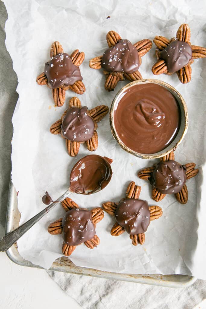 Vegan Chocolate Turtles (easy recipe!) • Fit Mitten Kitchen