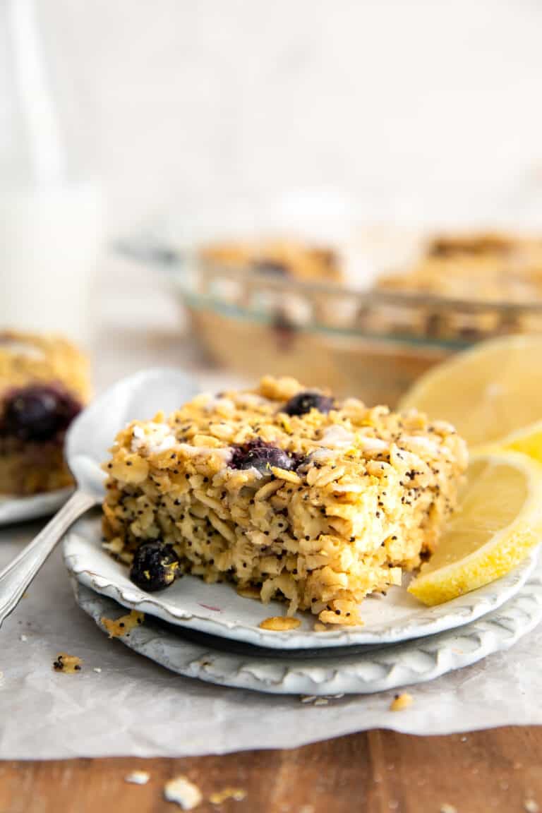 Lemon Poppy Seed Baked Oatmeal {gluten free & dairy free} • Fit Mitten
