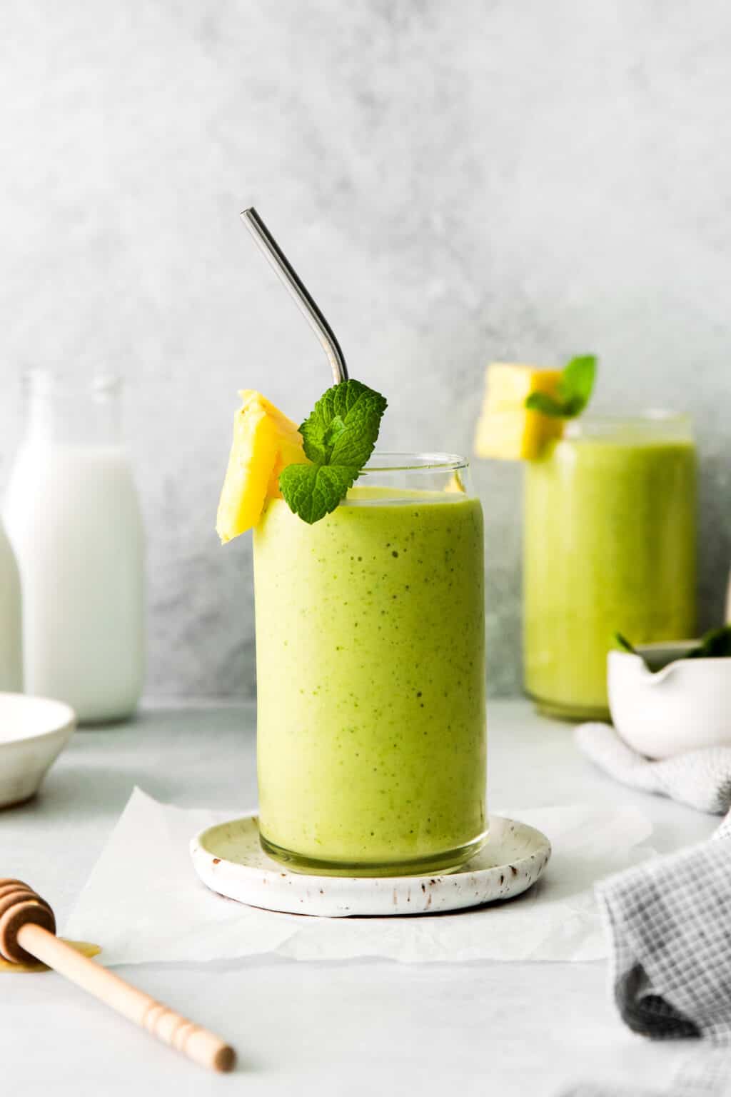 Mint Pineapple Spinach Smoothie • Fit Mitten Kitchen