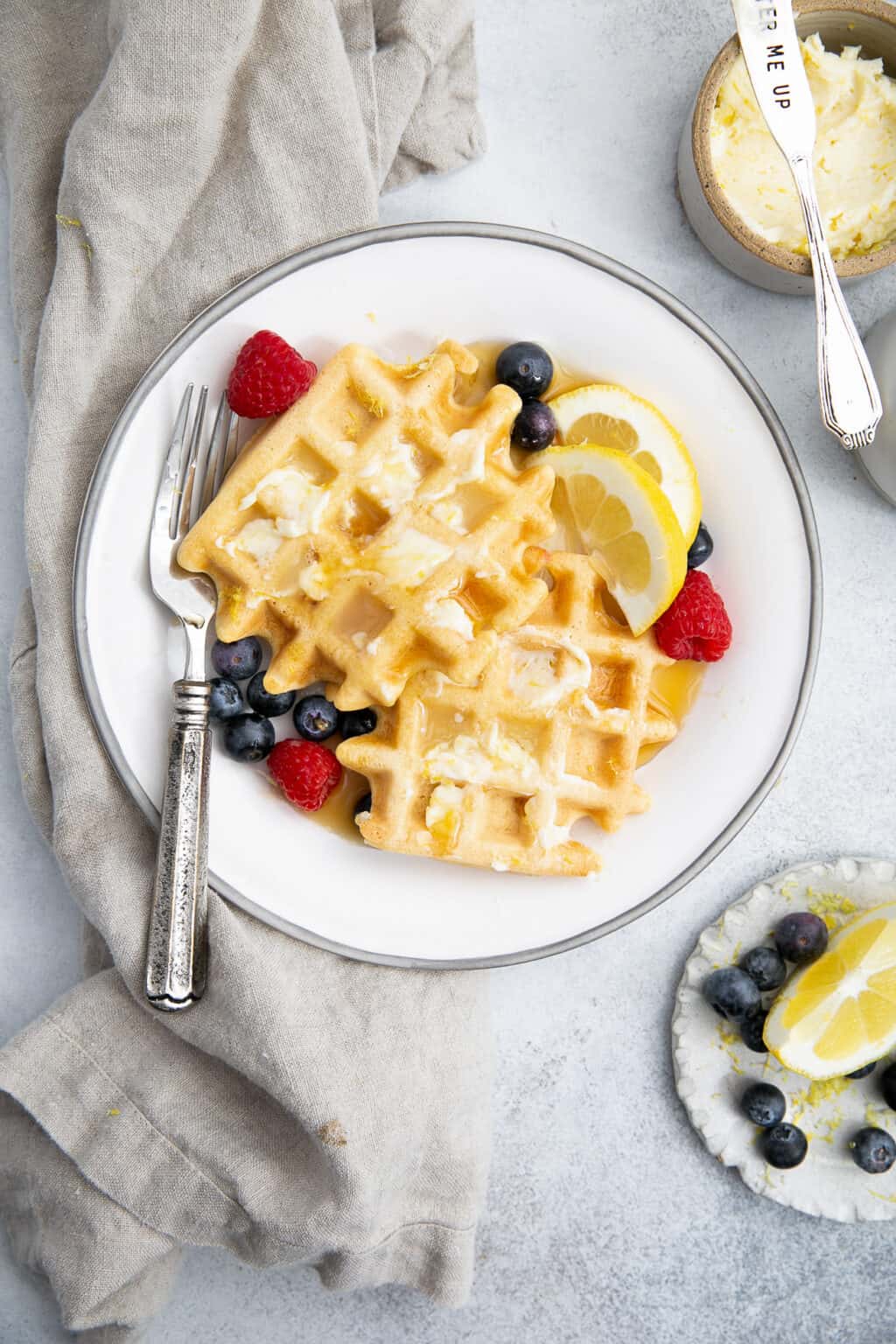 Fluffy Lemon Greek Yogurt Waffles • Fit Mitten Kitchen