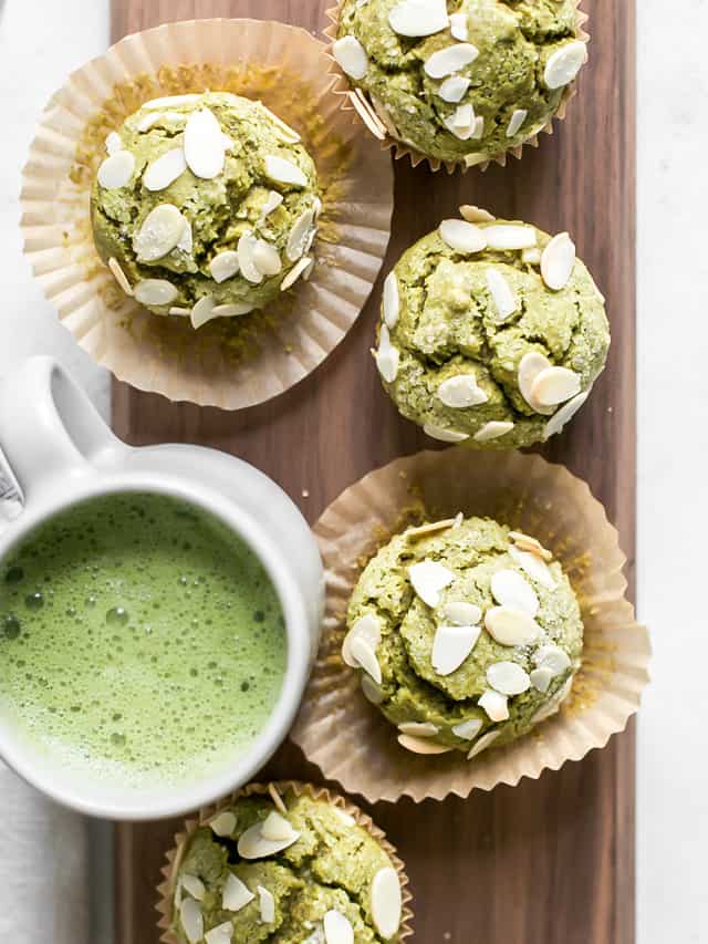 Almond Matcha Muffins • Fit Mitten Kitchen