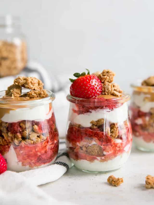 Peanut Butter & Jelly Breakfast Parfaits • Fit Mitten Kitchen