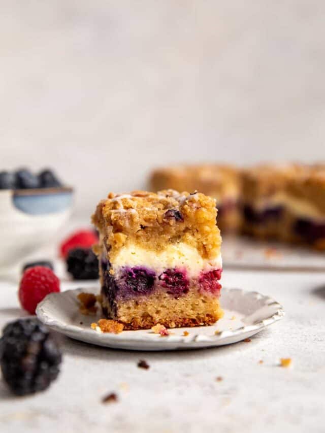 Triple Berry Cream Cheese Coffee Cake • Fit Mitten Kitchen